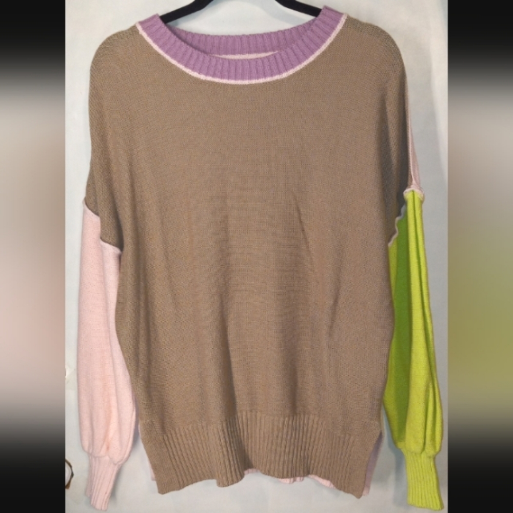 Colorblock Tunic length Sweater